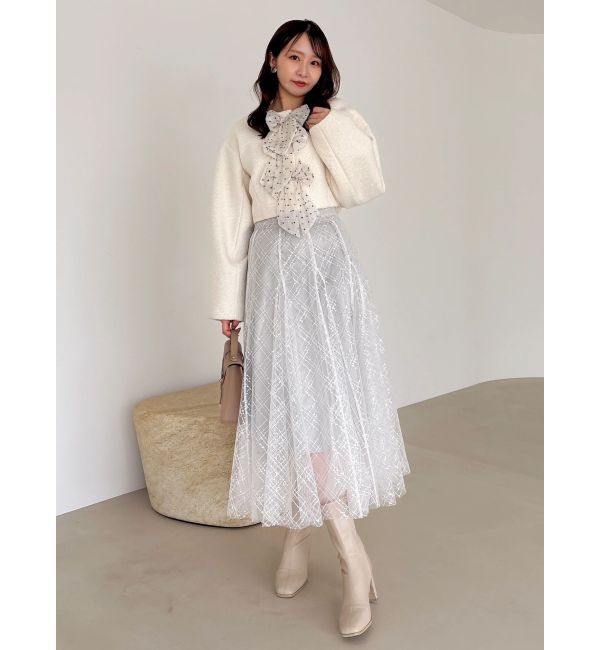 dazzlin「【再生産分】スパンコールチュールチェックスカート」|スカート|