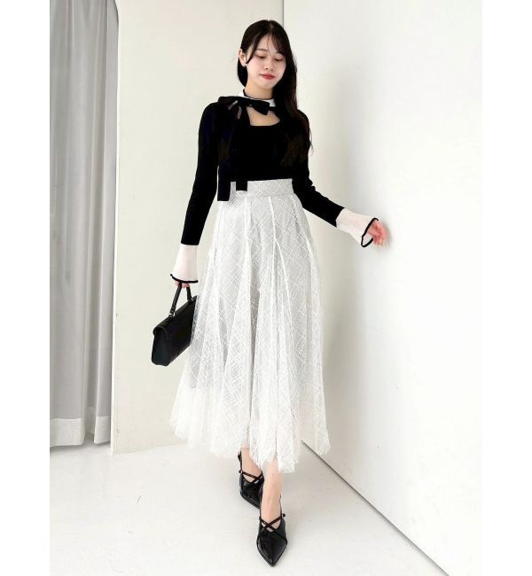 dazzlin「【再生産分】スパンコールチュールチェックスカート」|スカート|