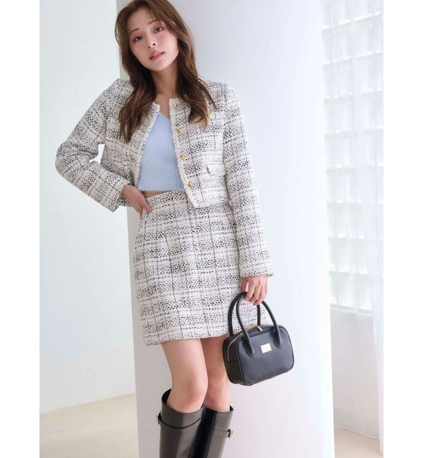 MERCURYDUO「オリジナルツイード台形ミニスカート」|スカート|