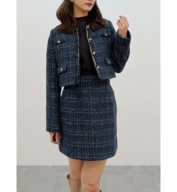 MERCURYDUO「オリジナルツイード台形ミニスカート」|スカート|