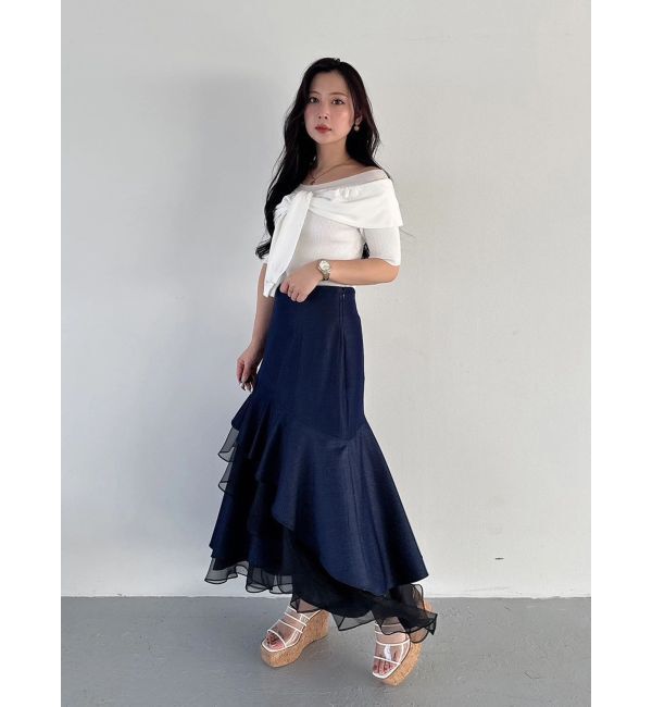 MERCURYDUO「異素材使いティアードスカート」|スカート|
