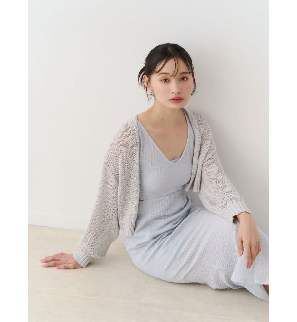 MERCURYDUO「透かし編みラメ混ボレロカーディガン」|カーディガン|
