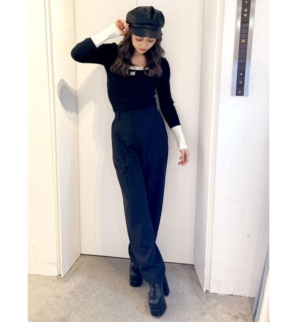 GYDA「ハイウエストタックワイドスラックスパンツ」|その他|