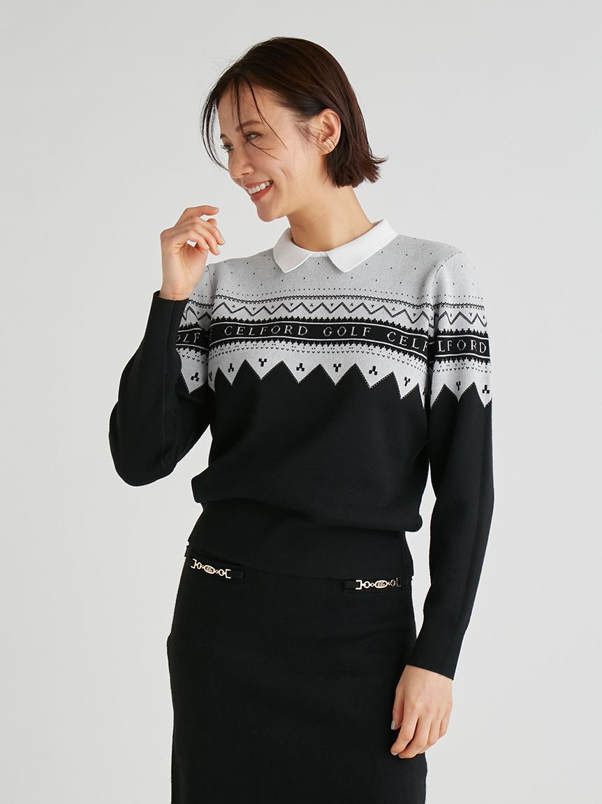 CELFORD「【CELFORD GOLF】　ロゴジャガードニットプルオーバー」|その他|