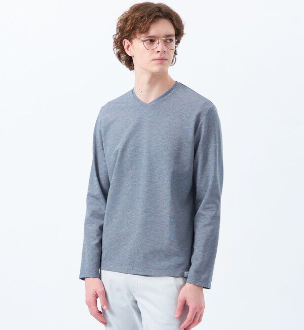 MACKINTOSH PHILOSOPHY「ストレッチミラノリブ VネックロンＴ」|Tシャツ・カットソー|ブルー