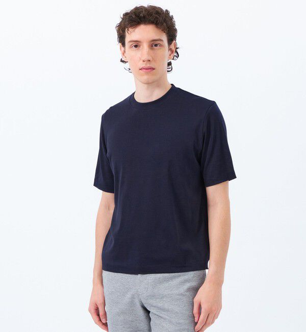 MACKINTOSH PHILOSOPHY「18Gコットン天竺 クルーネックニットTシャツ」|ニット・セーター|ネイビー
