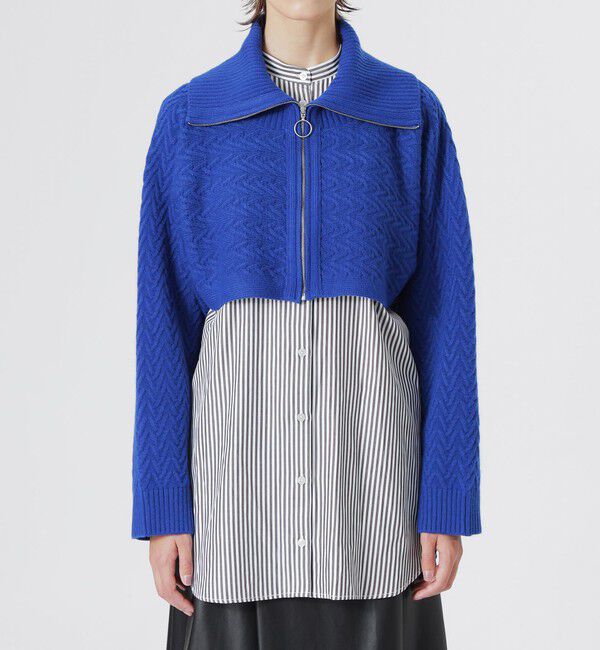  「シャツコンビクロップドジップニット」|ニット・セーター|