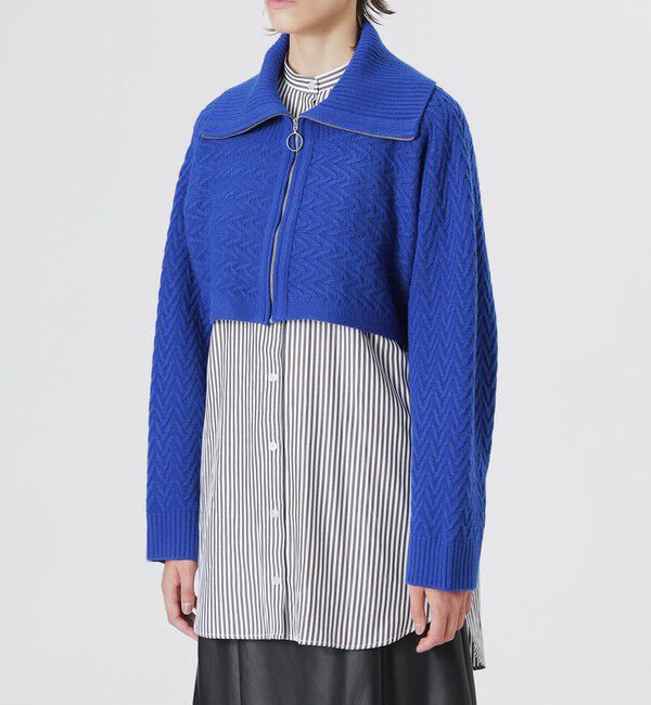  「シャツコンビクロップドジップニット」|ニット・セーター|