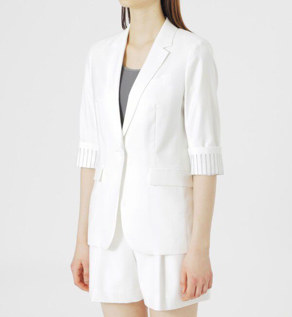 「【ウォッシャブル/セットアップ対応】ハーフスリーブシングルジャケット」|テーラードジャケット|