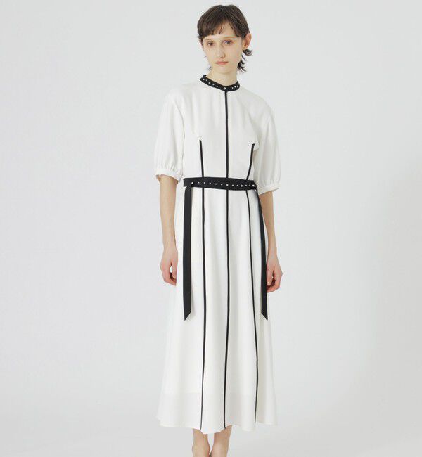  「【手洗い可】RAMPONIバイカラーワンピース」|ワンピース|ホワイト