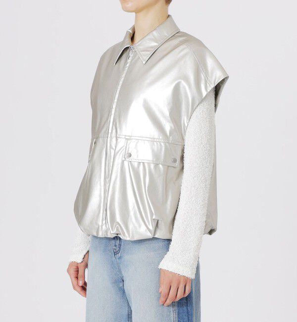  「シンセティックレザージップアップシャツ」|ブルゾン・スタジャン|