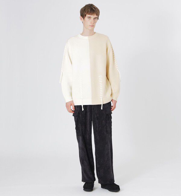  「バイカラーポイントスレッドプルオーバー」|ニット・セーター|