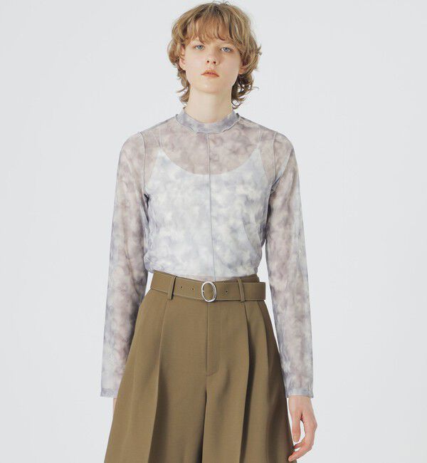  「マーブルプリントシアートップス」|Tシャツ・カットソー|グレー