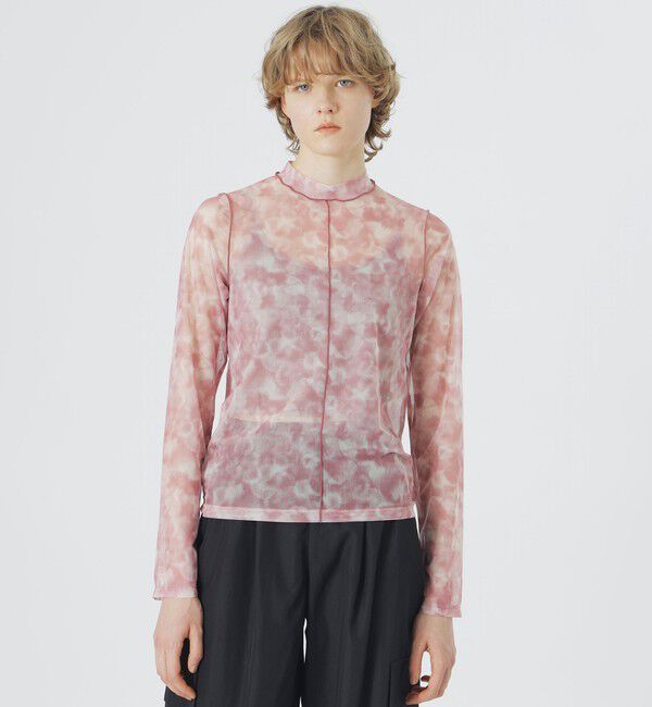  「マーブルプリントシアートップス」|Tシャツ・カットソー|ピンク