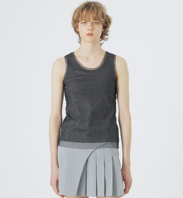  「ラメチュールタンクトップ」|Tシャツ・カットソー|ブラック