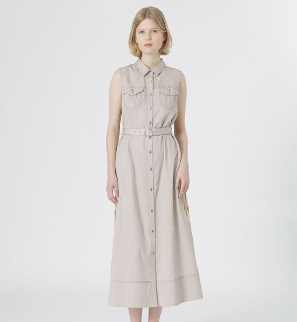  「バックスカーフノースリーブワンピース」|ワンピース|ベージュ