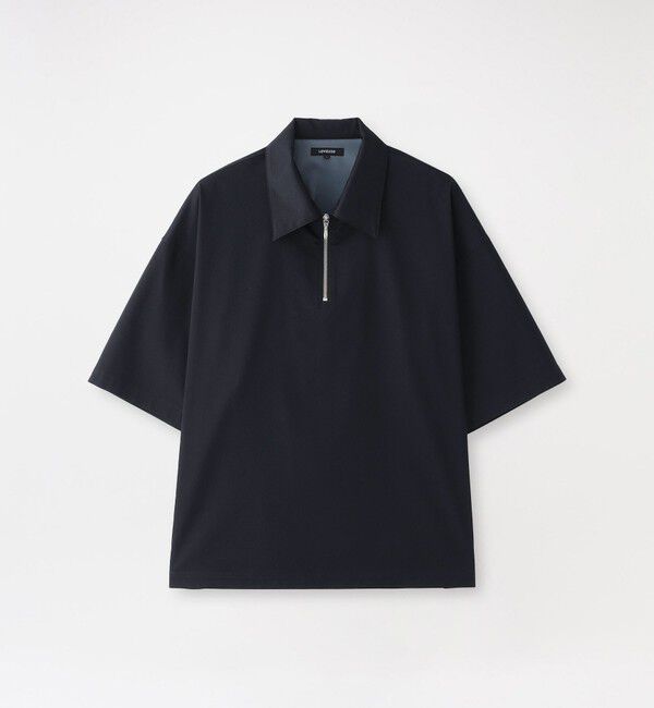  「シャンブレーサテンハーフジップポロ」|シャツ・ブラウス|ネイビー