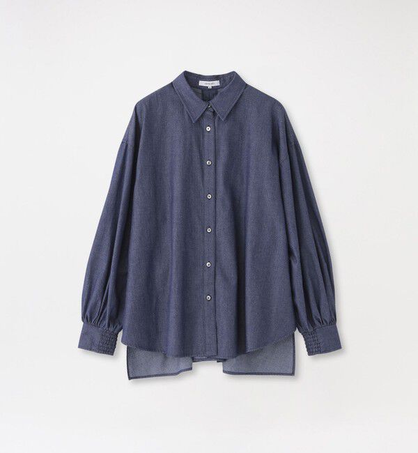  「デニムバックギャザーブラウス」|シャツ・ブラウス|ブルー