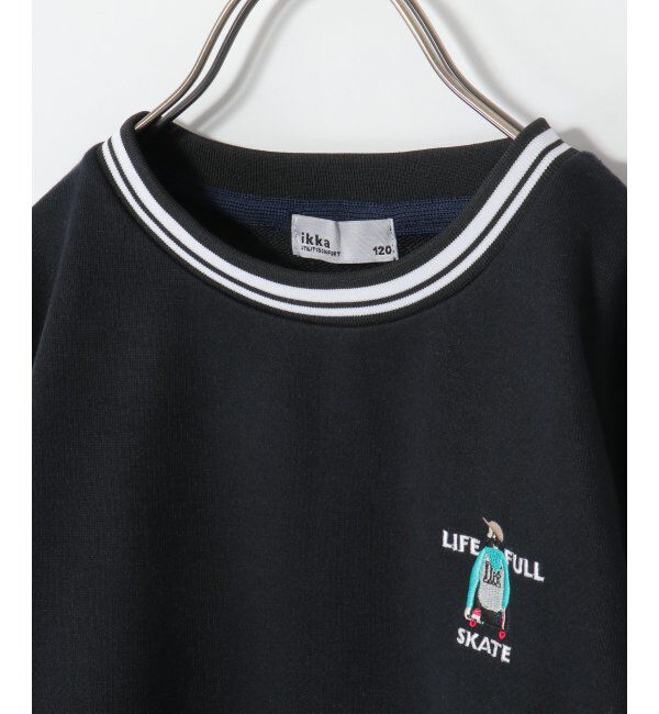 ikka kids「【キッズ】[速乾]リブライン刺繍トレーナー(100~160cm)」|Tシャツ・カットソー|