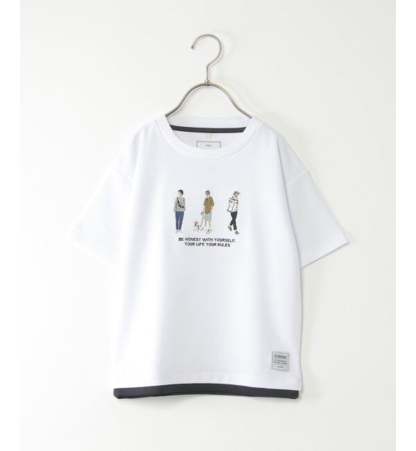 ikka kids「【親子おそろい】裾レイヤー刺繍Tシャツ（120~160cm）」|Tシャツ・カットソー|