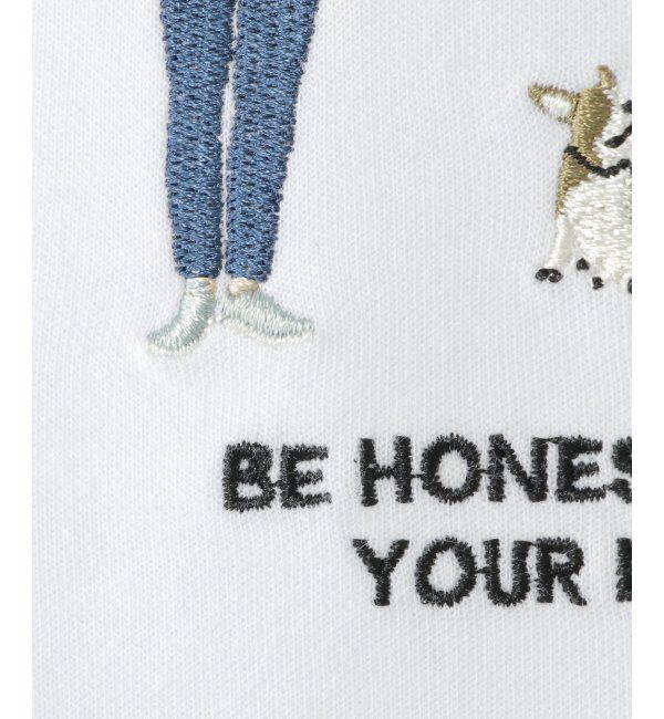 ikka kids「【親子おそろい】裾レイヤー刺繍Tシャツ（120~160cm）」|Tシャツ・カットソー|