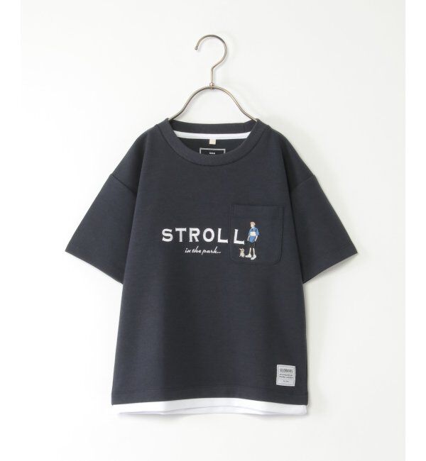 ikka kids「【親子おそろい】裾レイヤー刺繍Tシャツ（120~160cm）」|Tシャツ・カットソー|ネイビー