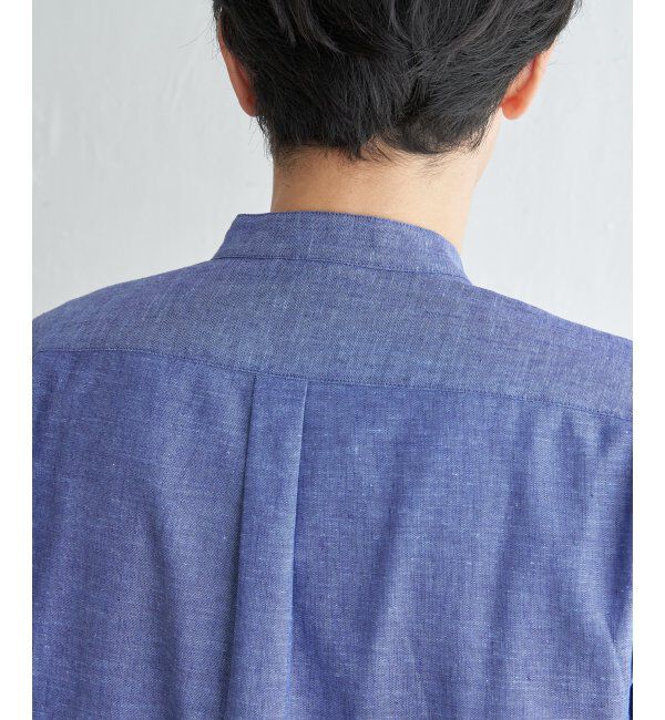 ikka「【速乾】7分袖イージーケアリネンバンドカラーシャツ」|シャツ・ブラウス|