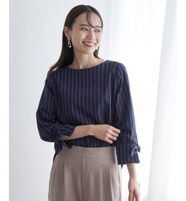 IKKA LOUNGE「袖リボンブラウス」|シャツ・ブラウス|ダークネイビー