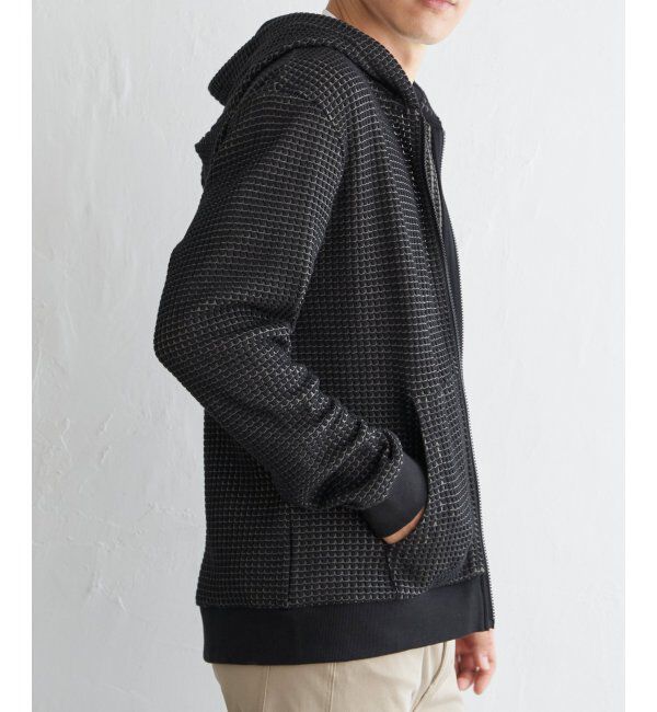 ikka「ビッグワッフルジップパーカー」|カーディガン|