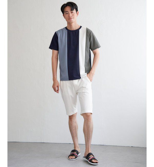 ikka「【接触冷感／吸水速乾】マルチファンクション縦切り替えTシャツ」|Tシャツ・カットソー|