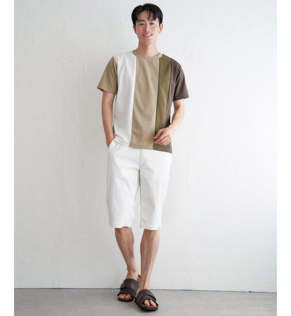 ikka「【接触冷感／吸水速乾】マルチファンクション縦切り替えTシャツ」|Tシャツ・カットソー|