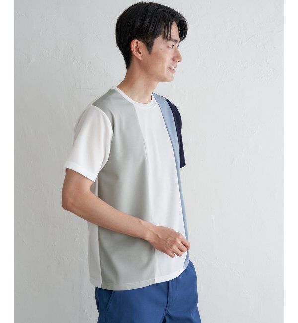 ikka「【接触冷感／吸水速乾】マルチファンクション縦切り替えTシャツ」|Tシャツ・カットソー|