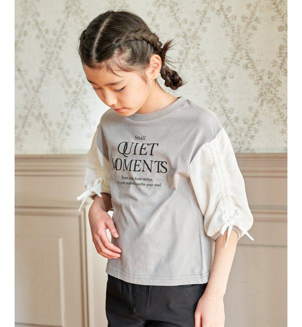 ikka kids「袖布帛シャーリング7分Tシャツ（120~160cm）」|Tシャツ・カットソー|
