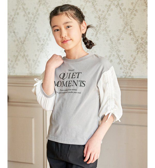 ikka kids「袖布帛シャーリング7分Tシャツ（120~160cm）」|Tシャツ・カットソー|