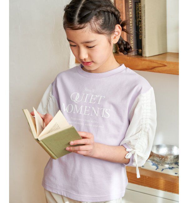 ikka kids「袖布帛シャーリング7分Tシャツ（120~160cm）」|Tシャツ・カットソー|