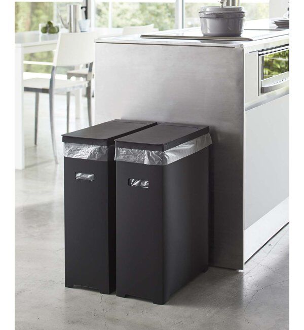 Lbc with Life「tower スリム蓋付きゴミ箱2個」|食器・キッチングッズ|ブラック