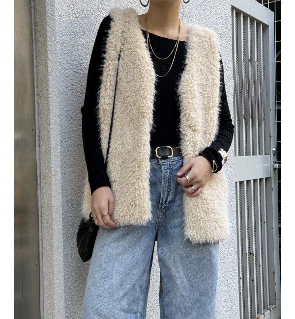 Lbc with Life「ファーベスト」|ダウンベスト・ベスト|ベージュ