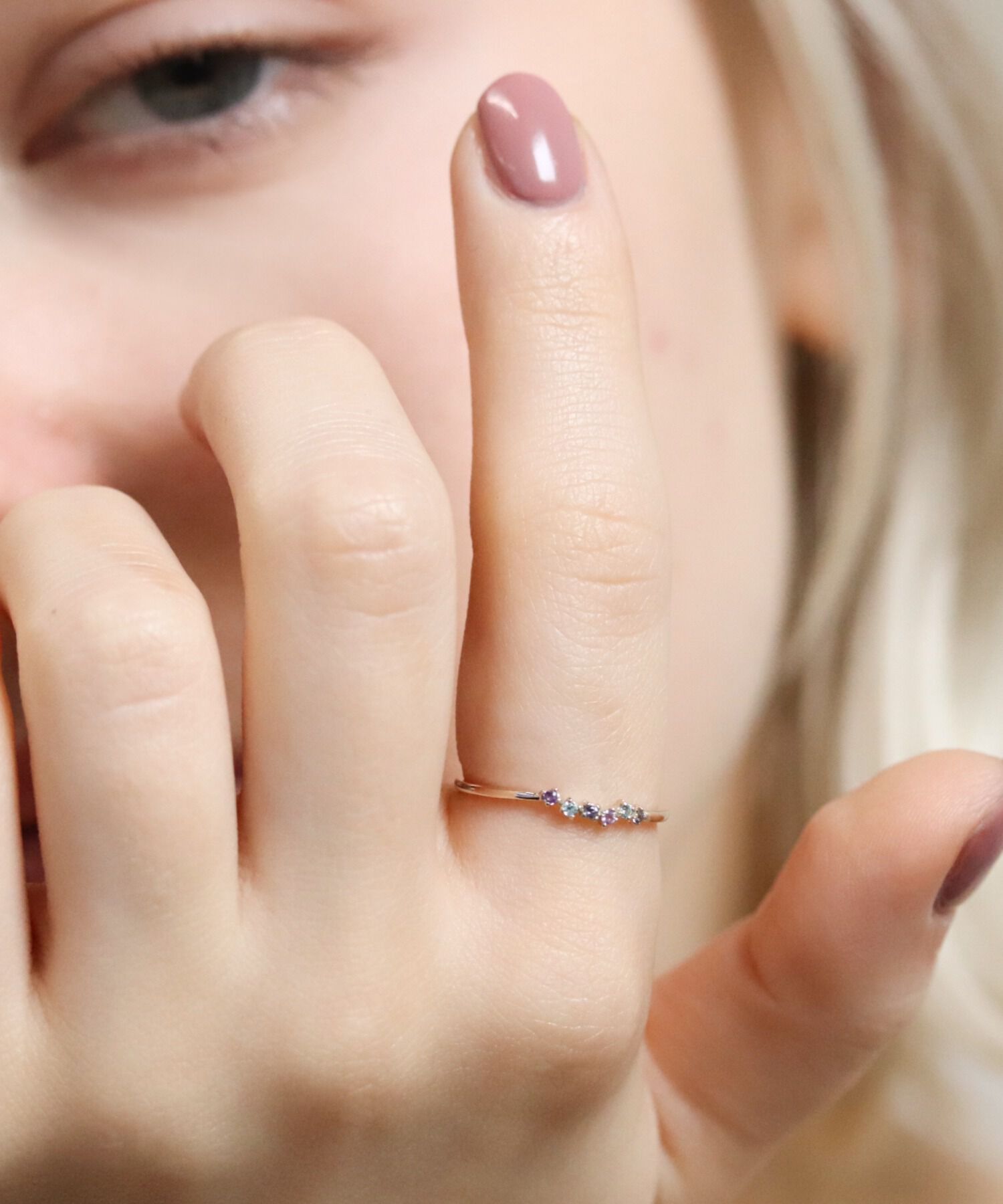  「マルチカラー ブルーストーン リング | K10YG」|リング|