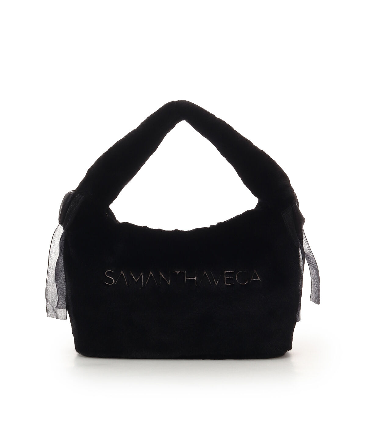Samantha Vega「シフォンリボンファーワンハンドルバッグ」|ハンドバッグ|ブラック