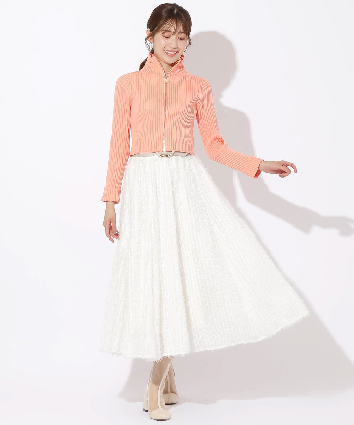 アンドクチュール「リブジッパーカーディガン」|カーディガン|