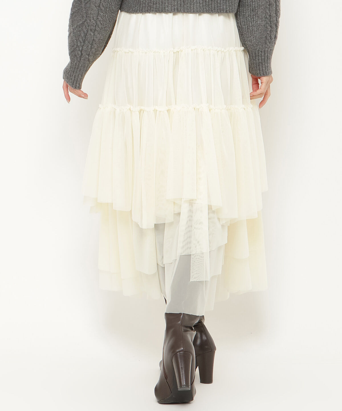 アンドクチュール「ランダムティアードチュールスカート」|フレア|