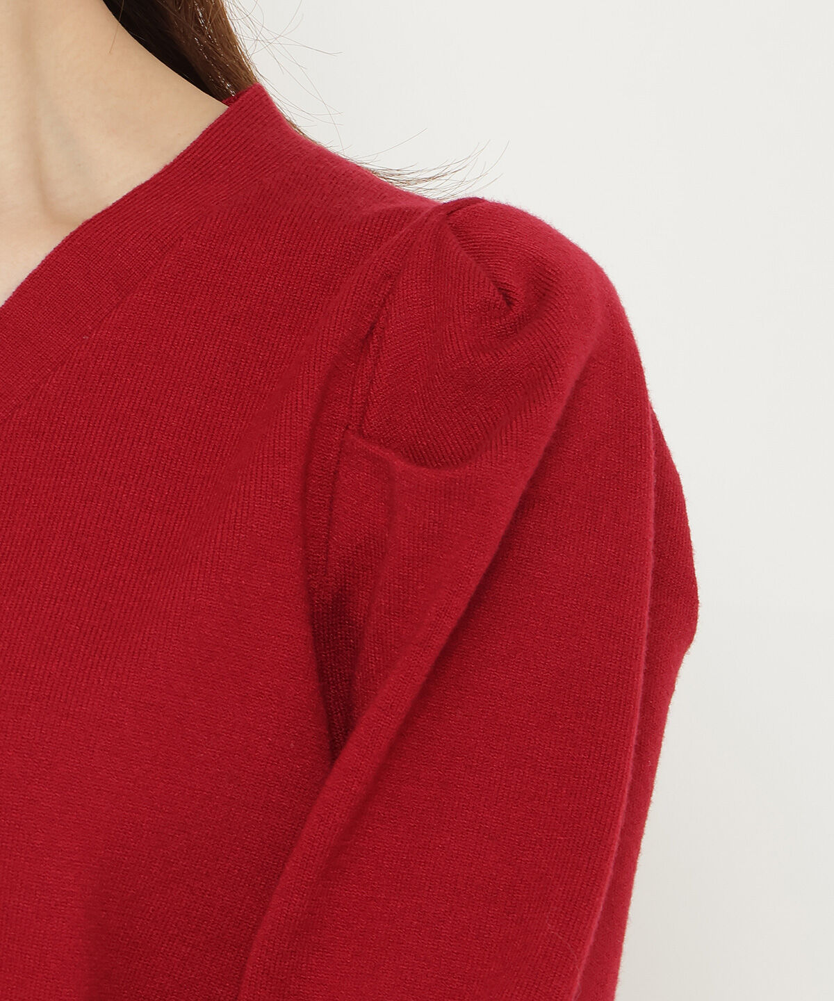 アンドクチュール「袖ギャザーVネックカーデプルオーバー」|カーディガン|