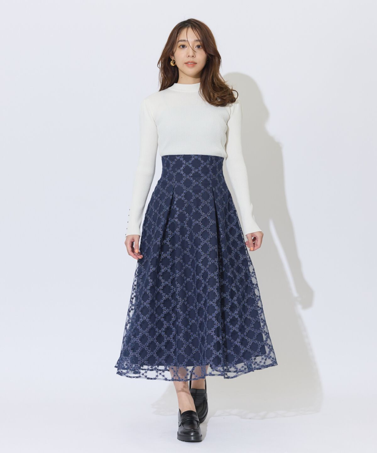 アンドクチュール「ダイヤチュールタックフレアスカート」|フレア|