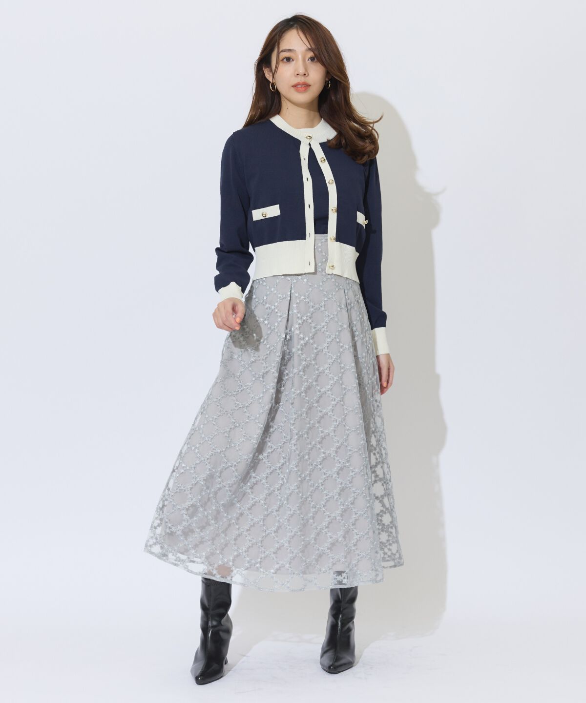 アンドクチュール「ダイヤチュールタックフレアスカート」|フレア|