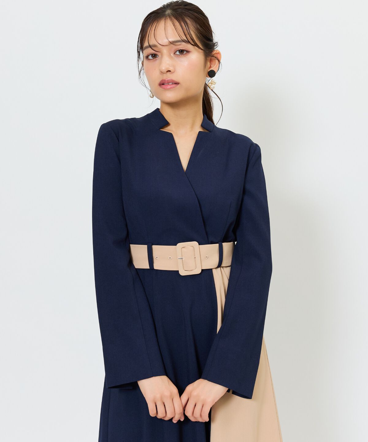 アンドクチュール「バイカラーカシュクールワンピース」|ワンピース|