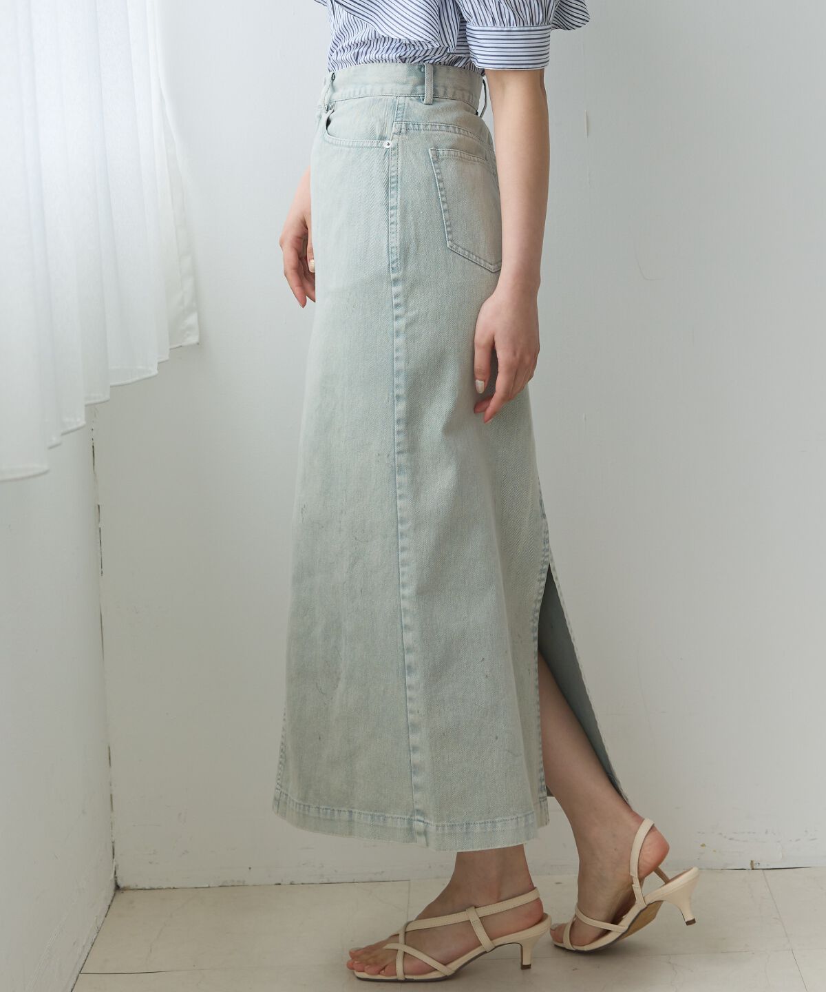 アンドクチュール「ウォッシュドカラーデニムスカート」|スカート|