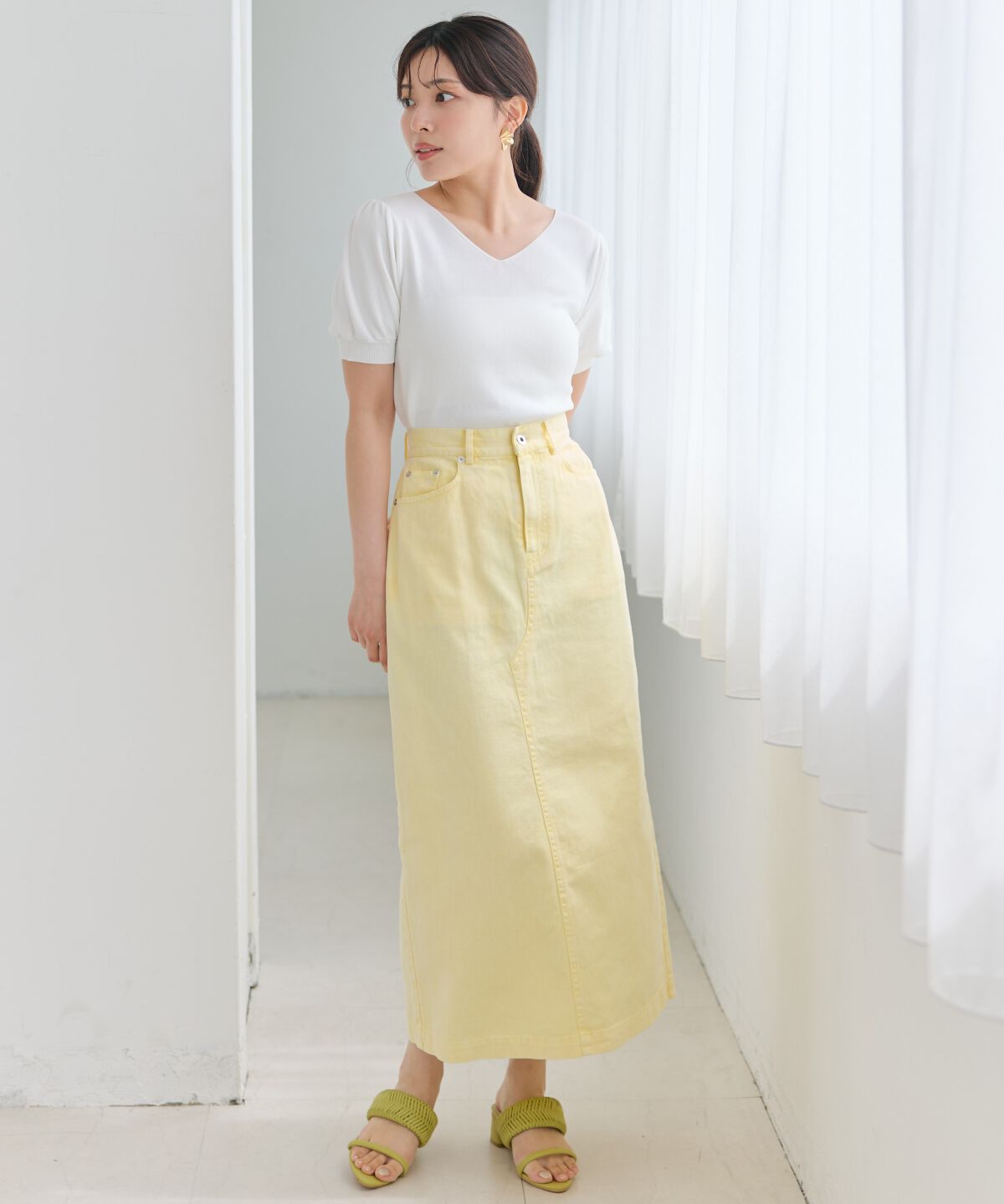 アンドクチュール「ウォッシュドカラーデニムスカート」|スカート|