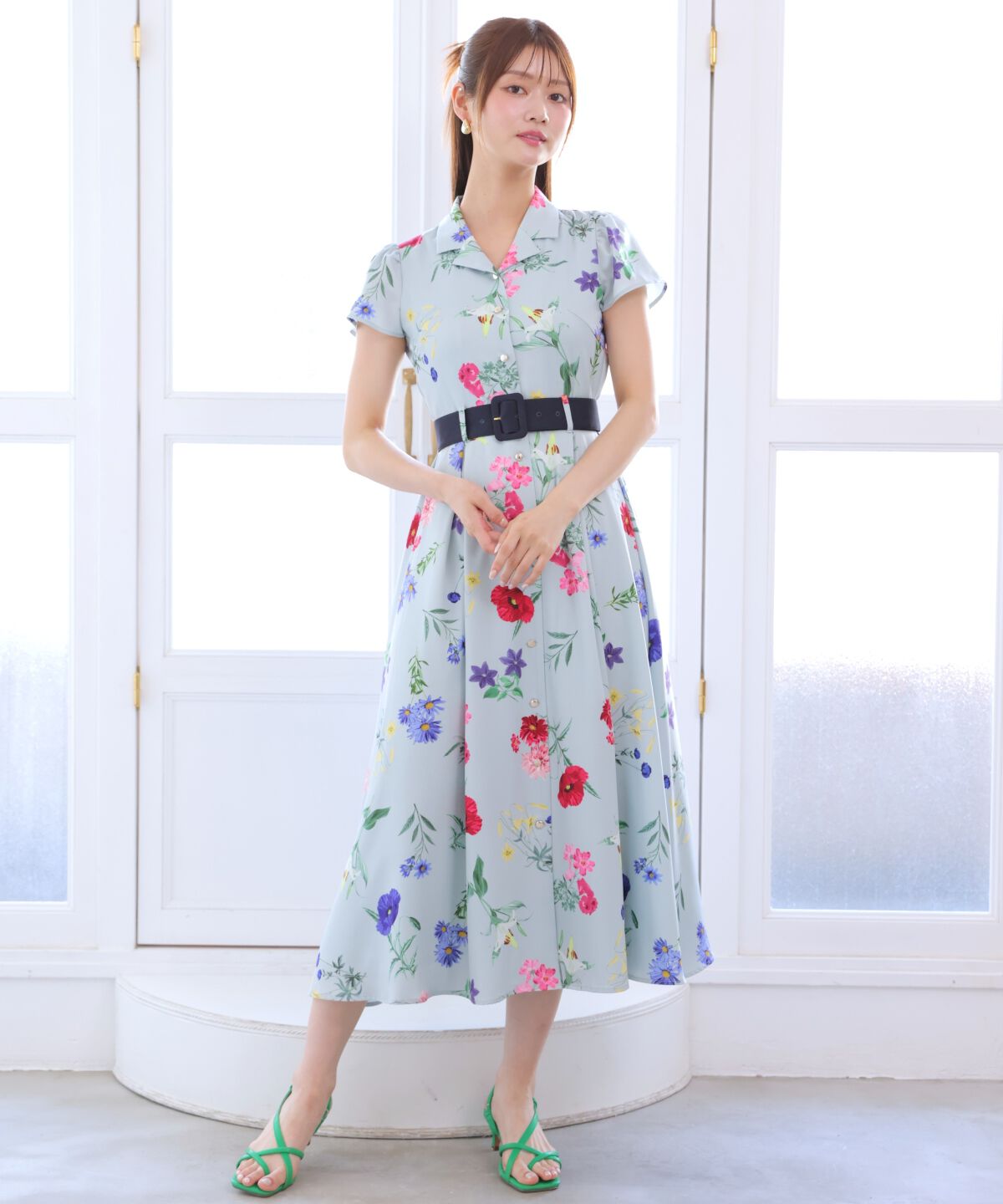 アンドクチュール「ボタニカルガーデンシャツワンピース」|ワンピース|ｸﾞﾘｰﾝ系花柄