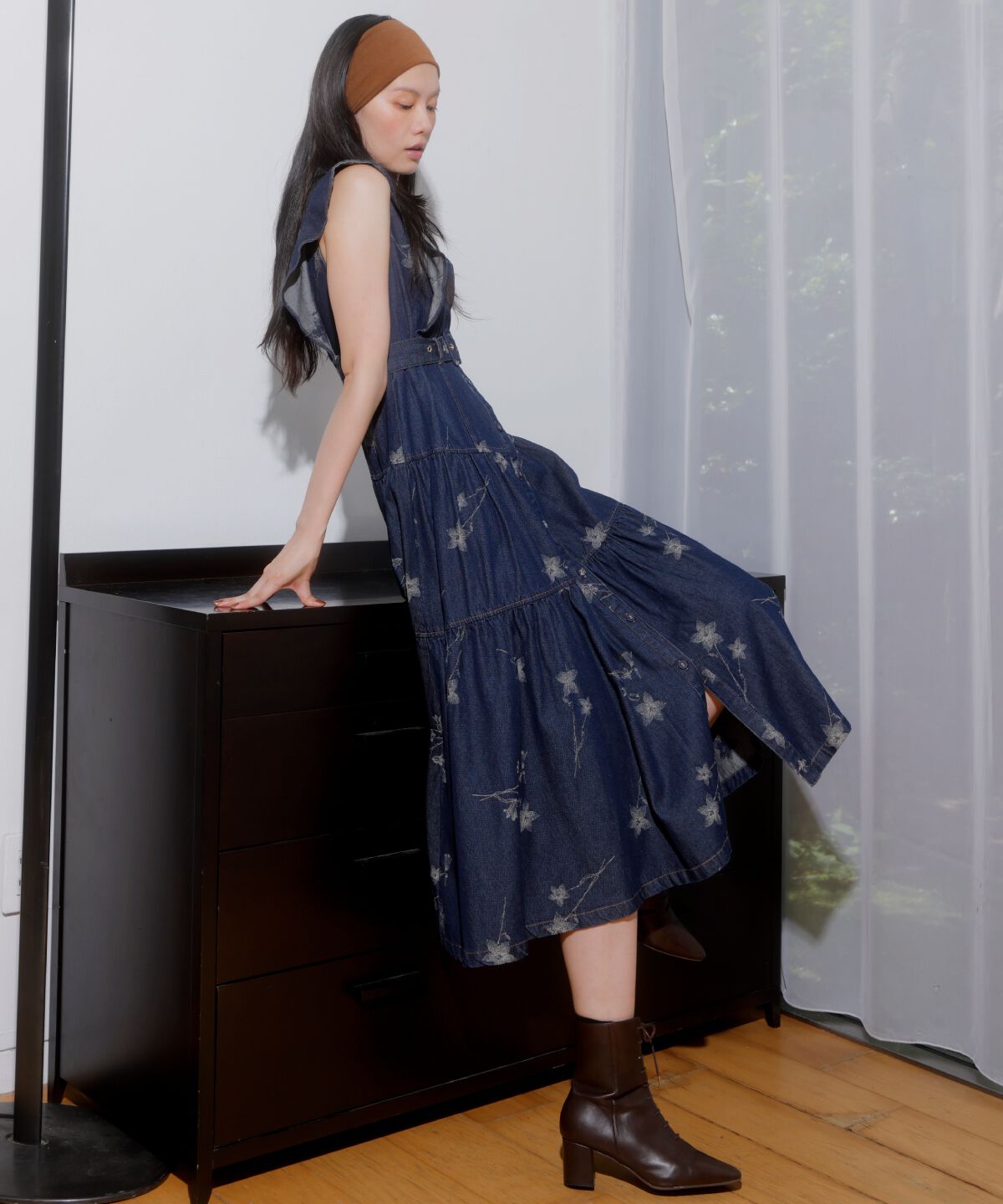 アンドクチュール「デニムフラワージャガードワンピース」|ワンピース|