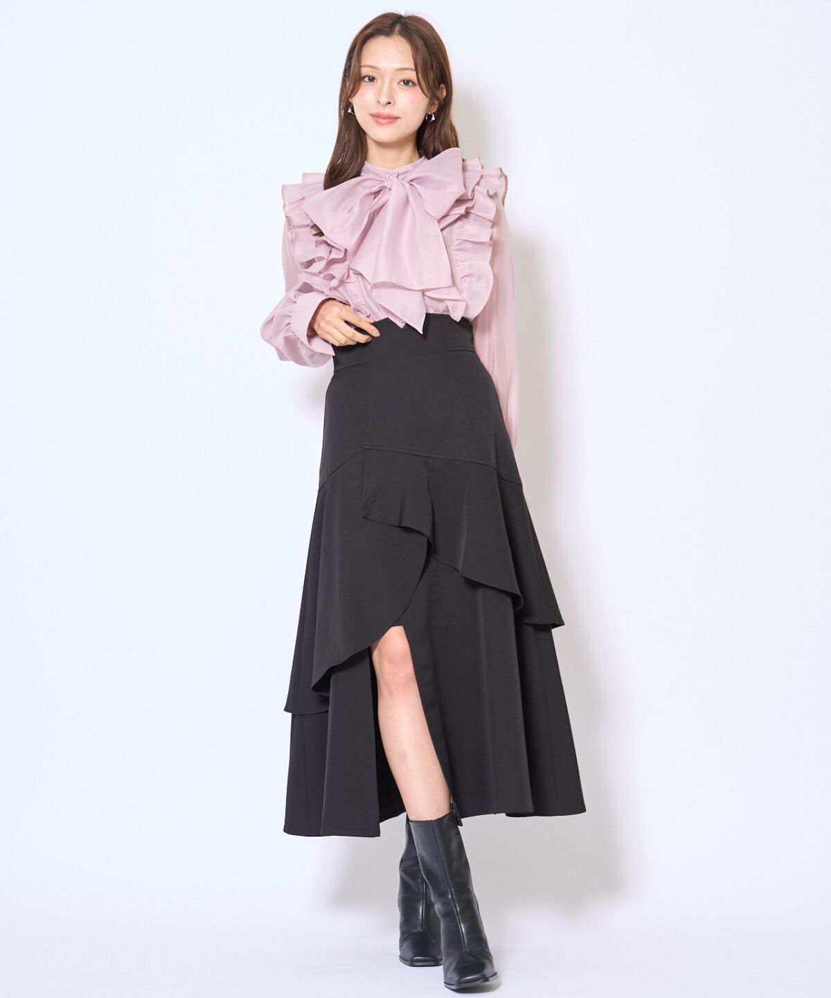 アンドクチュール「ボウタイフリルシアーブラウス」|シャツ・ブラウス|